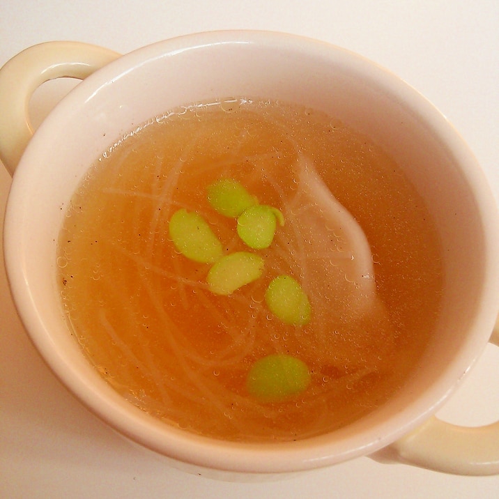 レンジで簡単♪水餃子と春雨の中華スープ